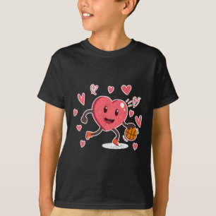 T-shirt Valentines Jour Coeur Dunking Joueur de basket-bal