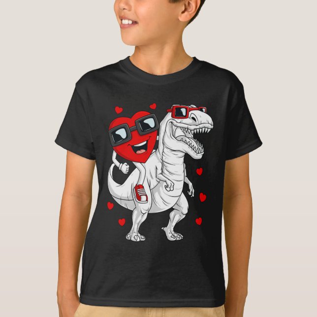 T-shirt Valentines Jour Coeur équitation Dinosaur T Rex Fu (Devant)