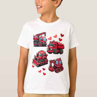 T-shirt Valentines Jour Construction Camions Funny Garçons