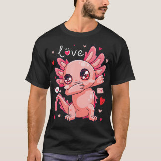 T-shirt Valentines Jour Dabbing Axolotl Coeurs Aimer