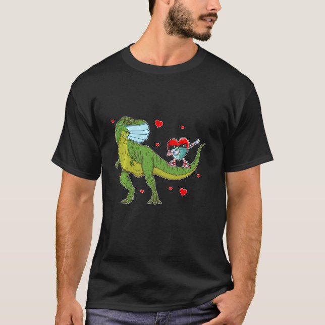 T-shirt Valentines Jour Dabbing Coeur Dans Un Masque équit (Devant)