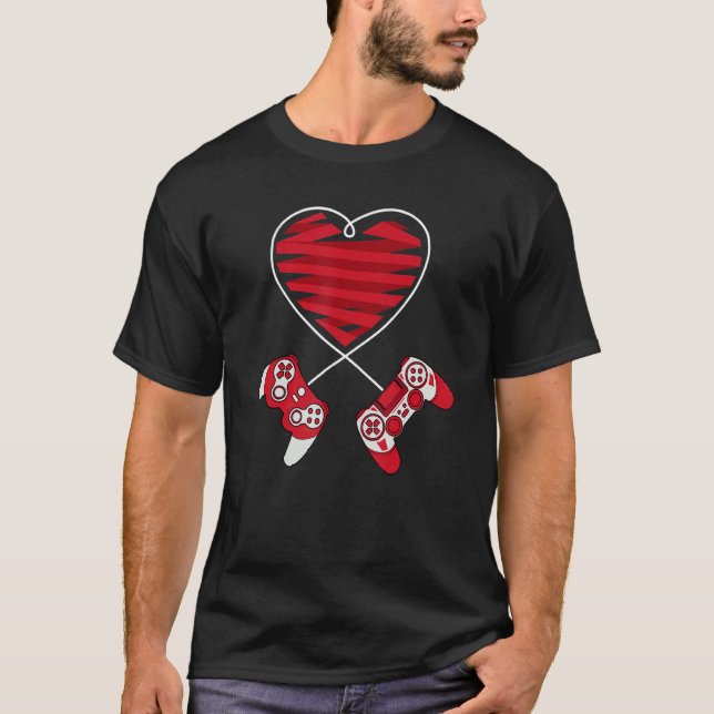 T-shirt Valentines Jour Gamer Contrôleur Enfants Garçons V (Devant)