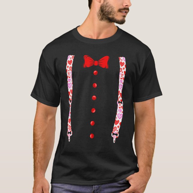 T-shirt Valentines Jour Suspendants Et Coeurs Bow Cravates (Devant)