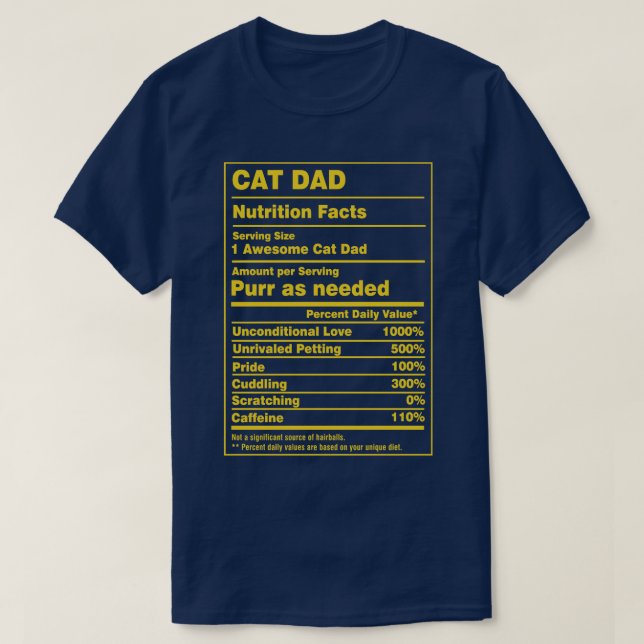 T-shirt Valeur nutritive Chat Papa (Design devant)