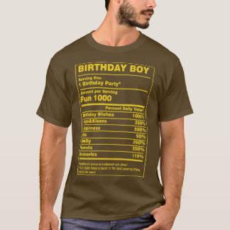 T-shirt Valeur nutritive Enfant d'anniversaire
