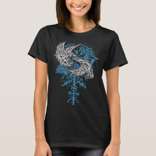 T-shirt Valhalla Raven Ravens Odin's Runes Norse Compass V