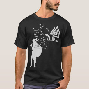 T-shirt Valhalla Viking Guerrier Rune Oiseaux Raven Crow a