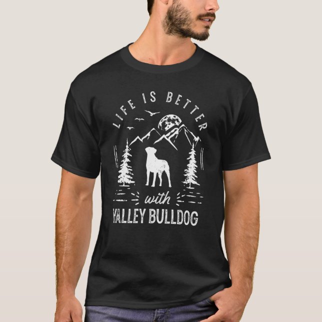 T-shirt Vallée Bulldog Vie Mieux Maman Papa Chien (Devant)