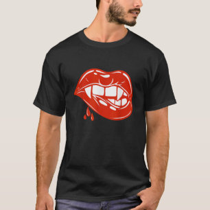 T-shirt Vampire Dents Vampire Fangs Lips pour Halloween Pa
