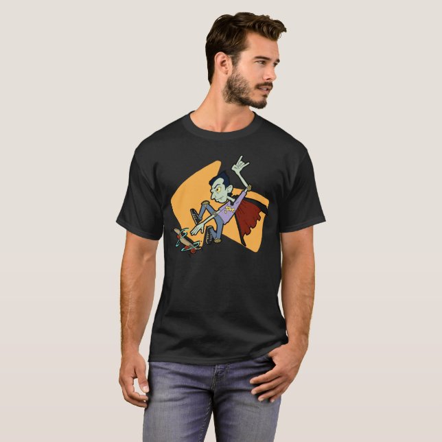 T-shirt Vampire faisant de la planche à roulettes de rad (Devant entier)
