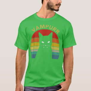 T-shirt Vampurr Chat Vampire Dents Chat Halloween Costume 