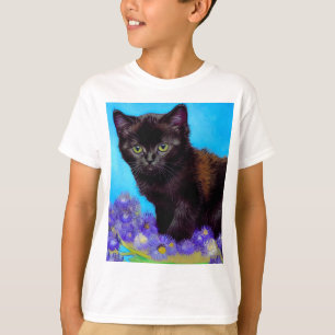 T-shirt Van Gogh Chat et fleurs