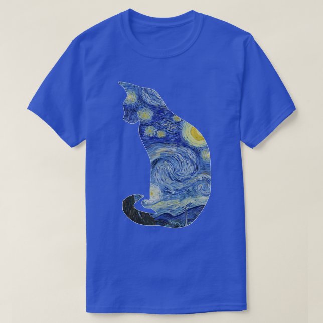 T-shirt Van Gogh Starry Night Cat Art Van Gogh Peinture Ae (Design devant)