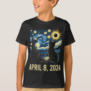 T-shirt Van Gogh Starry Nuit Chat Total Solaire Eclipse Ap