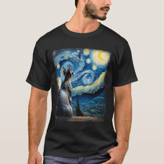T-shirt Van Gogh Starry Style de nuit Sphynx Artistique Ch