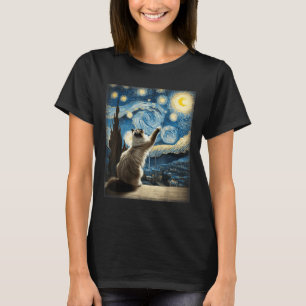 T-shirt Van Gogh Starry Style Nuit Art Ragdoll Chat