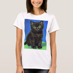 T-shirt Van Gogh Style Kitten noir