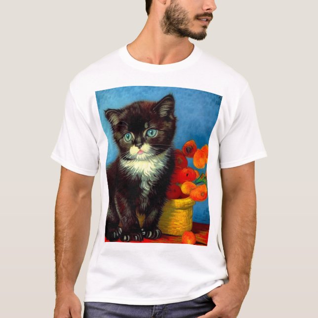 T-shirt Van Gogh Tuxedo Cat (Devant)