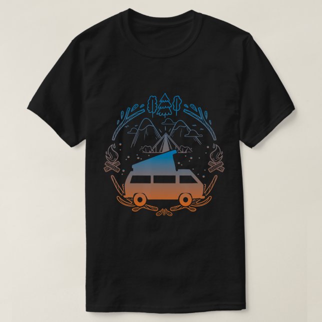 T-shirt Van Life Design - Vanagon Van Bus Dipper Campfire (Design devant)