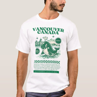 T-shirt Vancouver BC Canada Whale Retro City 