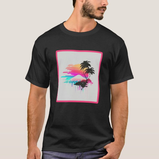 T-shirt Vaperwave Aesthetic Glitch Retrowave Synthwave  2 (Devant)