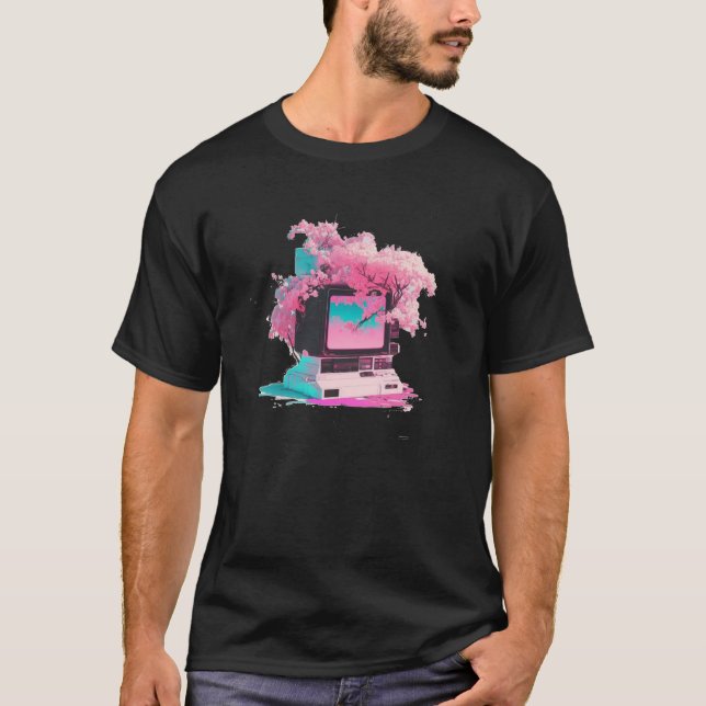 T-shirt Vaperwave Aesthetic Glitch Retrowave Synthwave  5 (Devant)