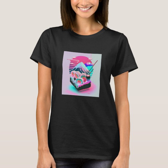 T-shirt Vaperwave Aesthetic Glitch Sushi Retrowave Synthwa (Devant)