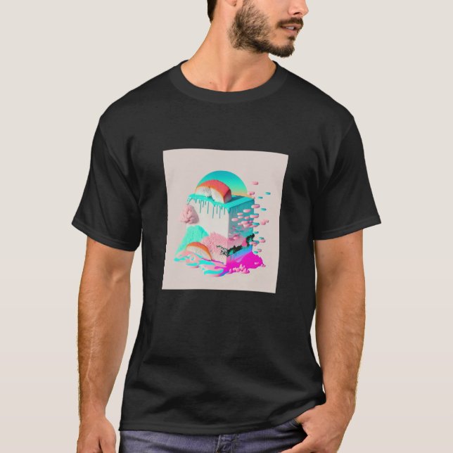 T-shirt Vaperwave Aesthetic Glitch Sushi Retrowave Synthwa (Devant)