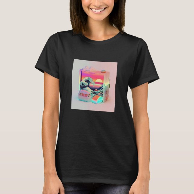 T-shirt Vaperwave Aesthetic Glitch Sushi Retrowave Synthwa (Devant)