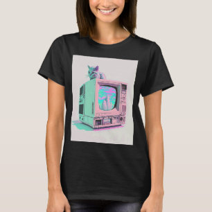 T-shirt Vaperwave Aesthétique Glitch Chat Rétrowave Synthw