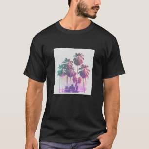 T-shirt Vaperwave Aesthétique Glitch Palm Tree Rétrowave S