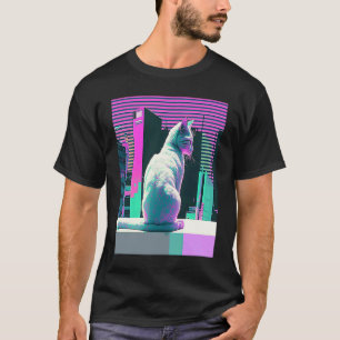 T-shirt Vaperwave Esthétique Glitch Chat Retrowave Synthwa