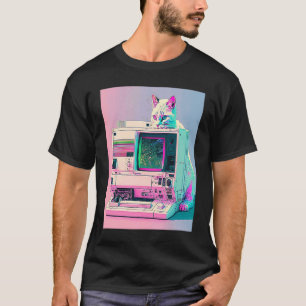 T-shirt Vaperwave Esthétique Glitch Chat Retrowave Synthwa