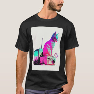 T-shirt Vaperwave Esthétique Glitch Chat Retrowave Synthwa