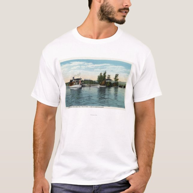 T-shirt Vapeur d'Oncle Sam à l'atterrissage d'île de (Devant)
