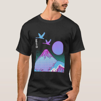 T-shirt Vapeur esthétique japonaise du Mont Fuji Fujisan H