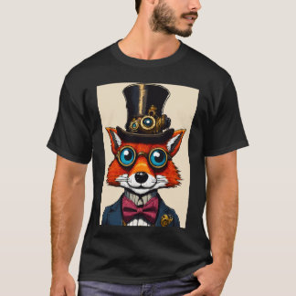 T-shirt Vapeur Punk Fox Bow Cravate Top Hat Couleur Plague