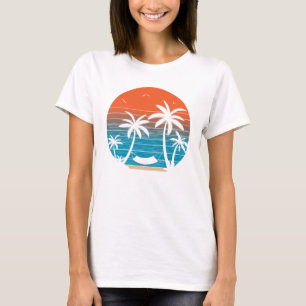 T-shirt Vaporisations estivales rétro palmiers tropicaux
