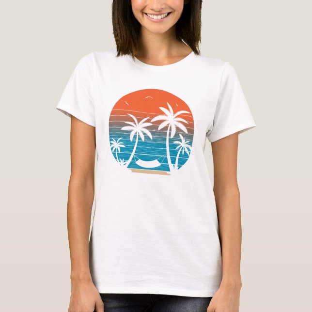 T-shirt Vaporisations estivales rétro palmiers tropicaux (Devant)