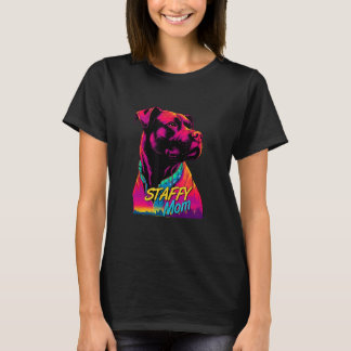 T-shirt Vaporwave American Staffordshire Terrier Mom Futur