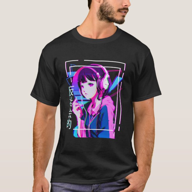 T-shirt Vaporwave Anime Girl Japonaise Indie Alt esthétiqu (Devant)