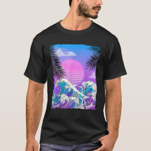 T-shirt Vaporwave Anime Japonais Grande vague été