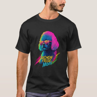 T-shirt Vaporwave Bichon Frise Mom Futuristic Bichon Frise