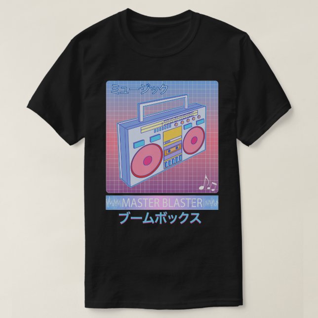 T-shirt Vaporwave Boom Box Retro 80s Tape Player Japonais (Design devant)