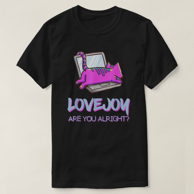 T-shirt Vaporwave Cat on Laptop Design (Design devant)