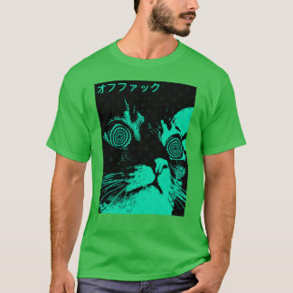 T-shirt Vaporwave Cool Cat Japanese Urban Neon Style boy r
