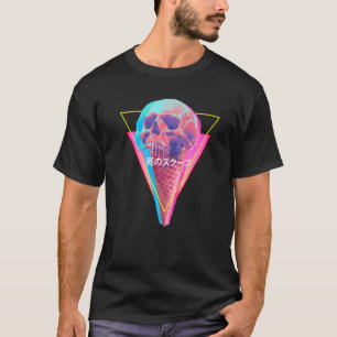 T-shirt Vaporwave Crâne de fonte glacée Crème de cône glac