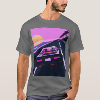 T-shirt Vaporwave esthétique voiture de sport conduisant d