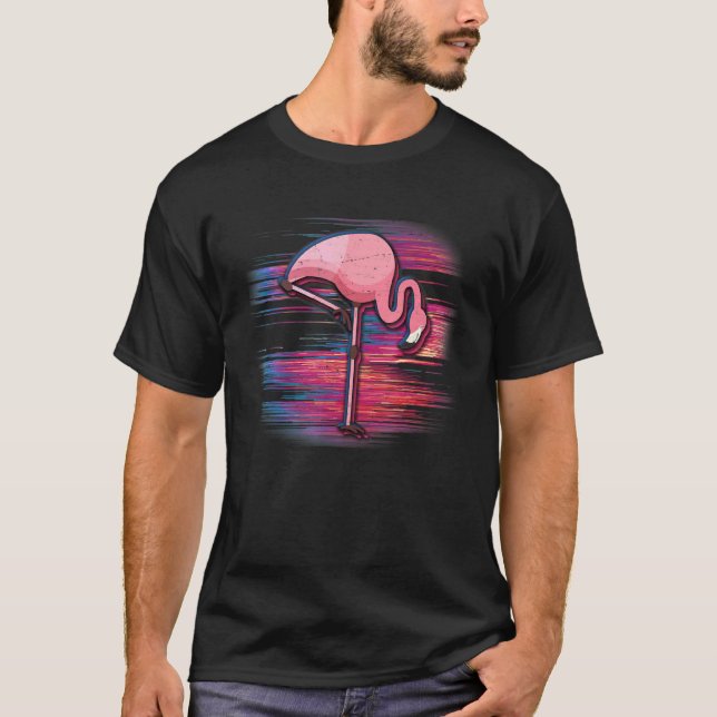 T-shirt Vaporwave Flamant rose de bruit brillant (Devant)