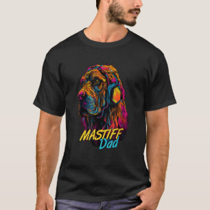 T-shirt Vaporwave Français Mastiff Papa Futuriste Anglais 